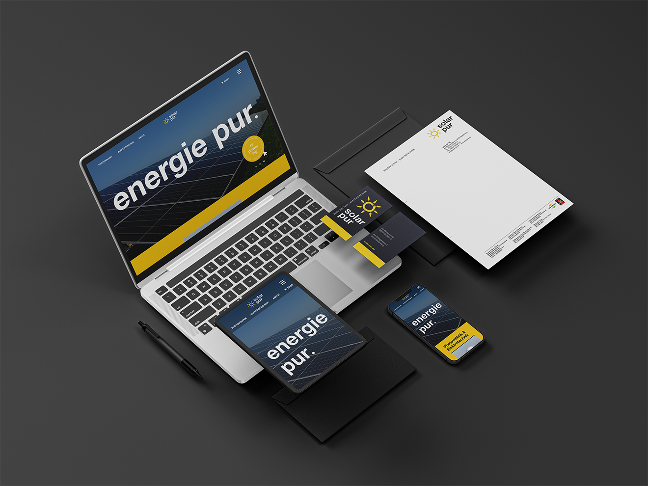 Mockup Branding der Firma solar pur